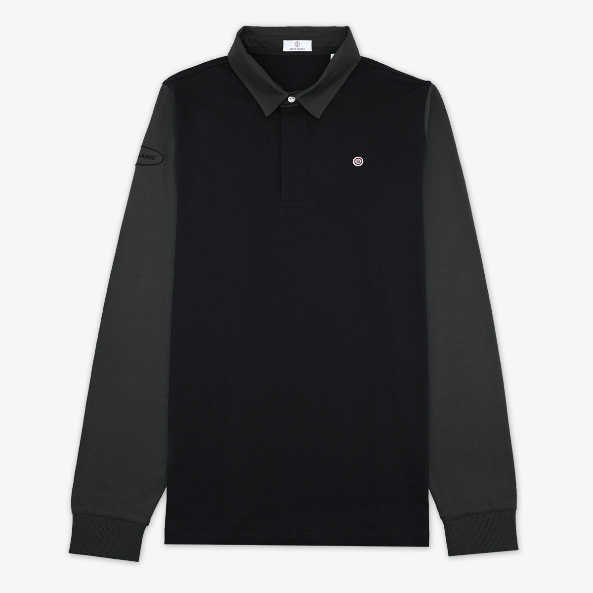 Livio men's black cotton long-sleeved polo shirt in serge blanco