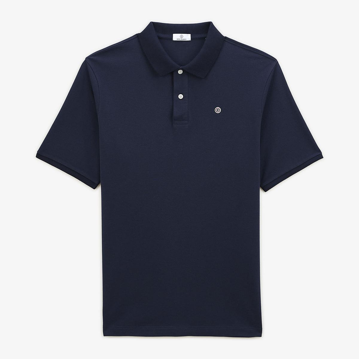 Men's navy blue Lucas piqué polo shirt in blanco serge cotton