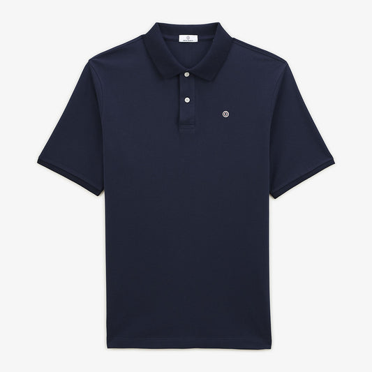Men's navy blue Lucas piqué polo shirt in blanco serge cotton