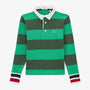 Junior olive green striped cotton rugby polo shirt