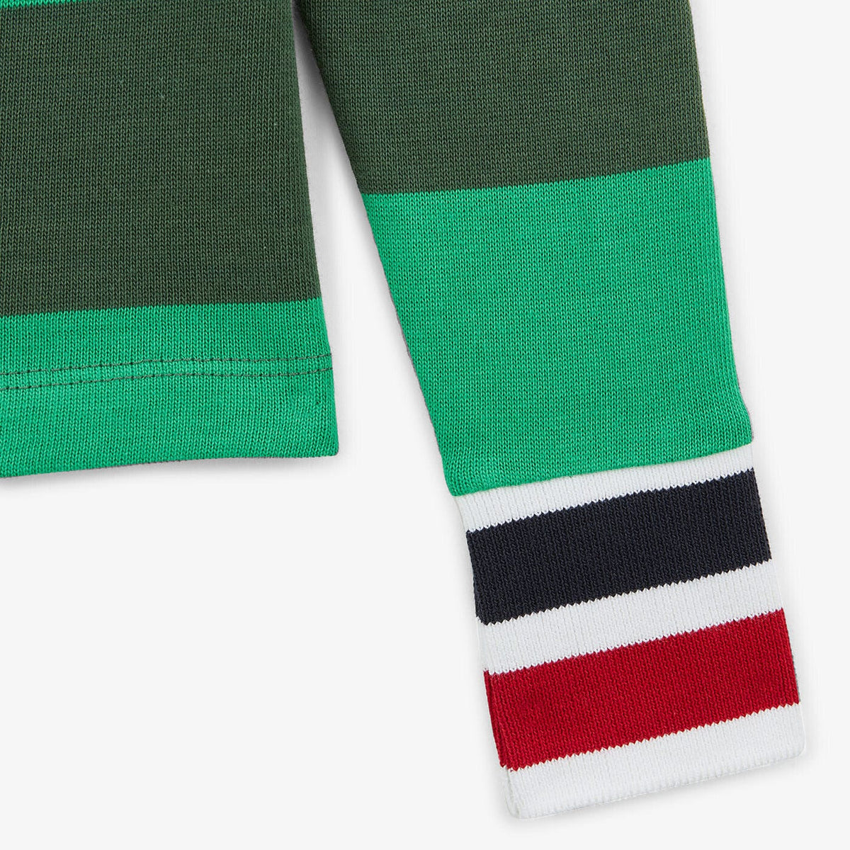 Junior olive green striped cotton rugby polo shirt