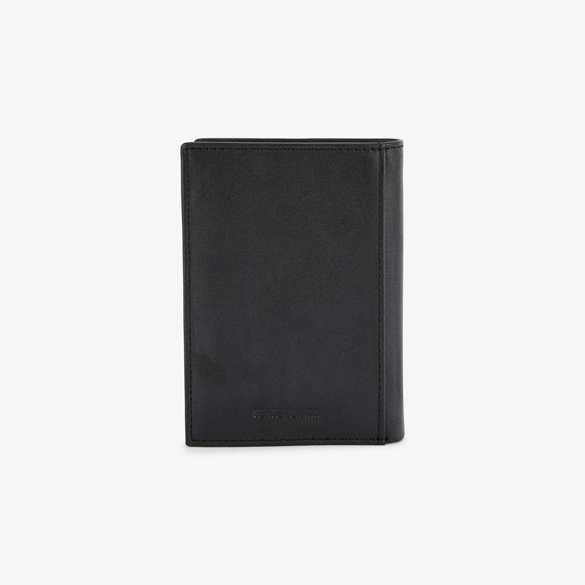 Black leather wallet with embossed logo for men by SERGE BLANCO