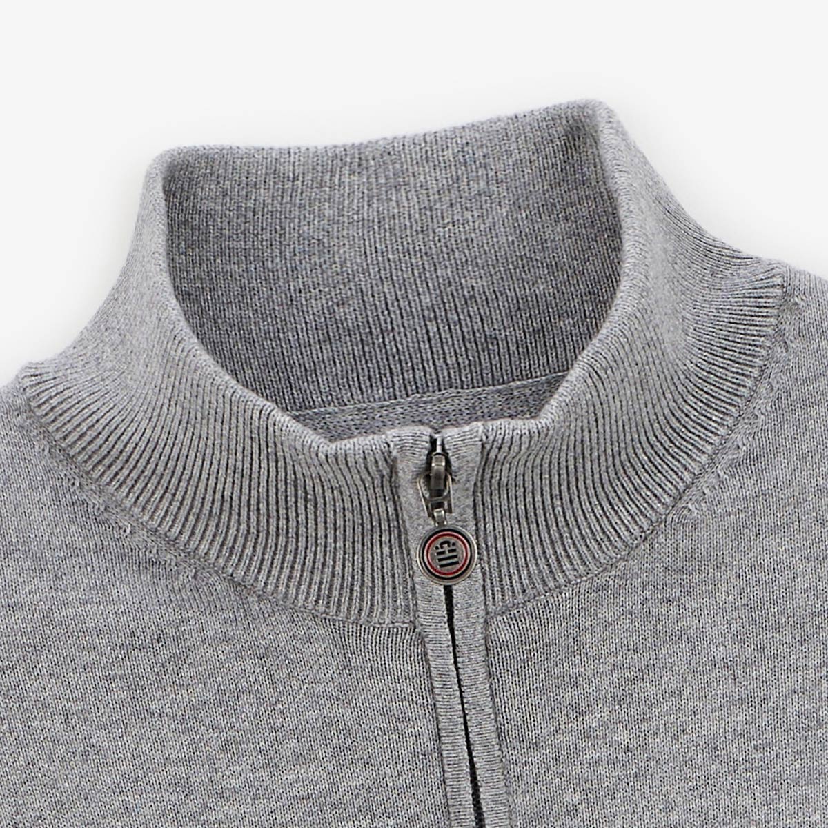 Malo MEN'S SERGE BLANCO gray heather cotton and wool zip-neck sweater