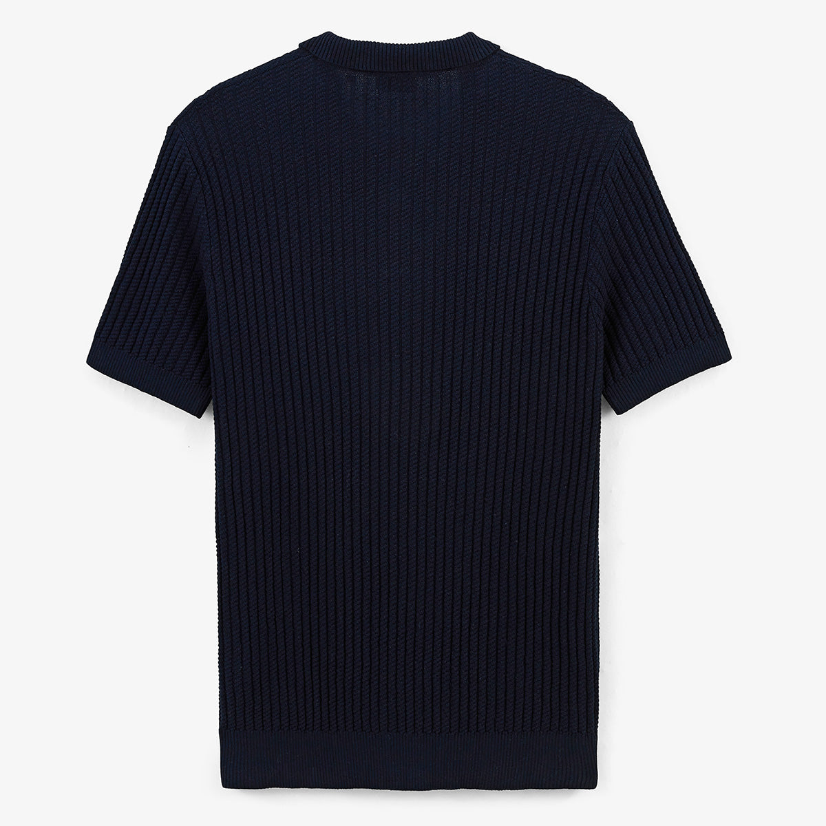 Milan polo neck sweater in navy blue cotton and linen MEN SERGE BLANCO