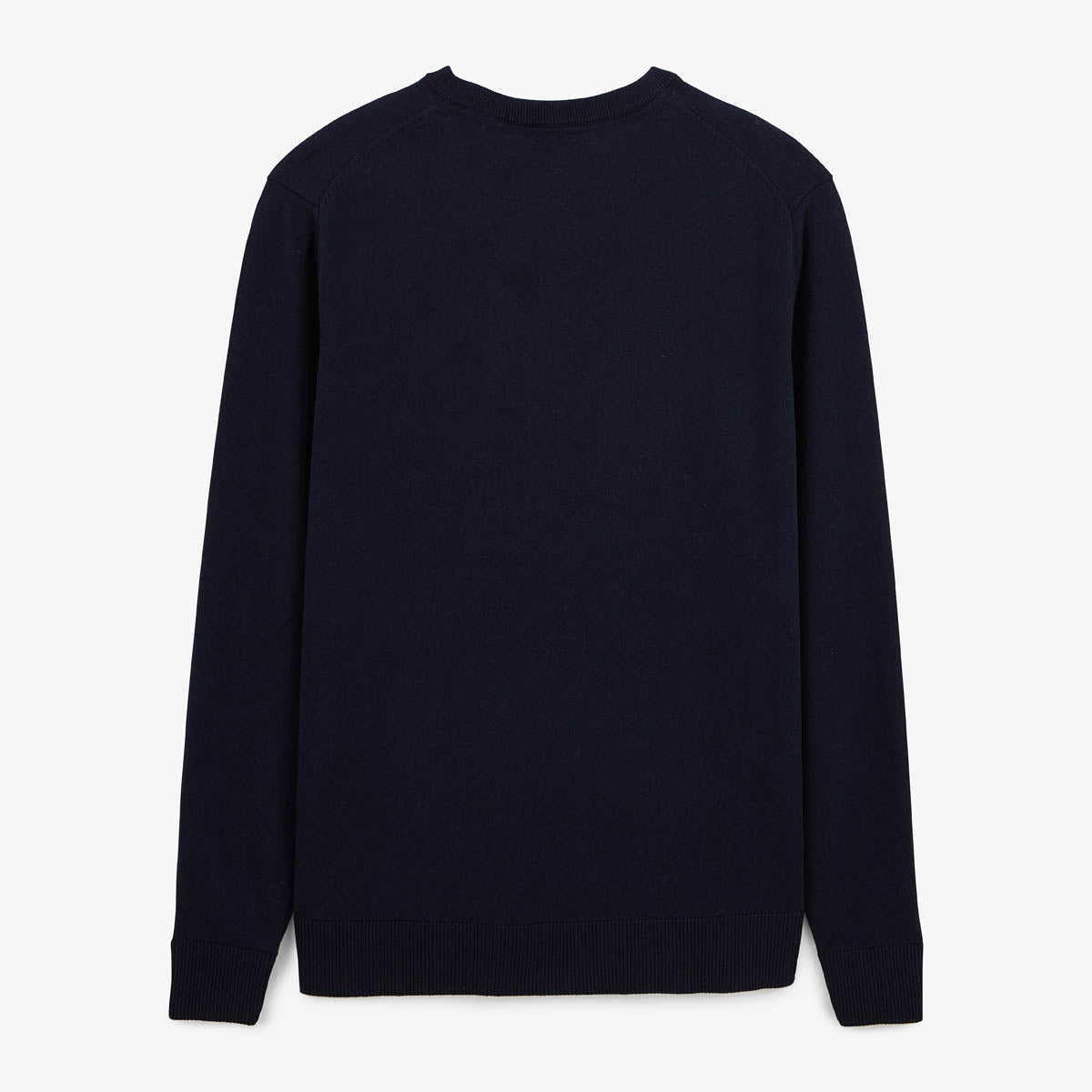Dark navy blue cotton and wool V-neck sweater Milane serge blanco