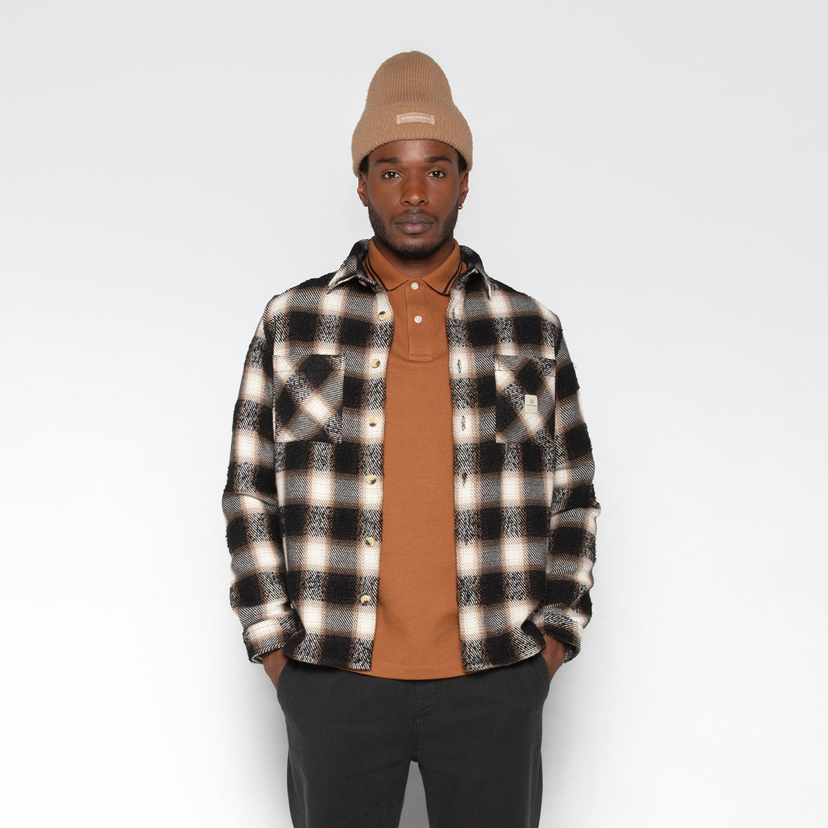 Clovis black checked overshirt for men SERGE BLANCO