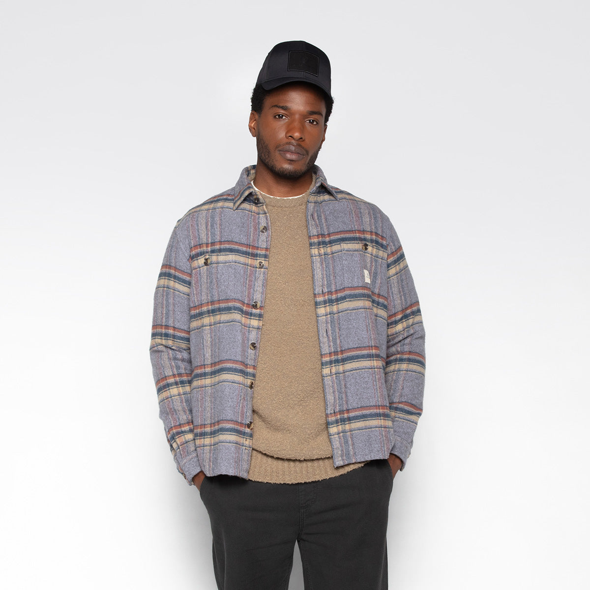 Clovis Blue Checkered Cotton Overshirt with Chest Pocket SERGE BLANCO