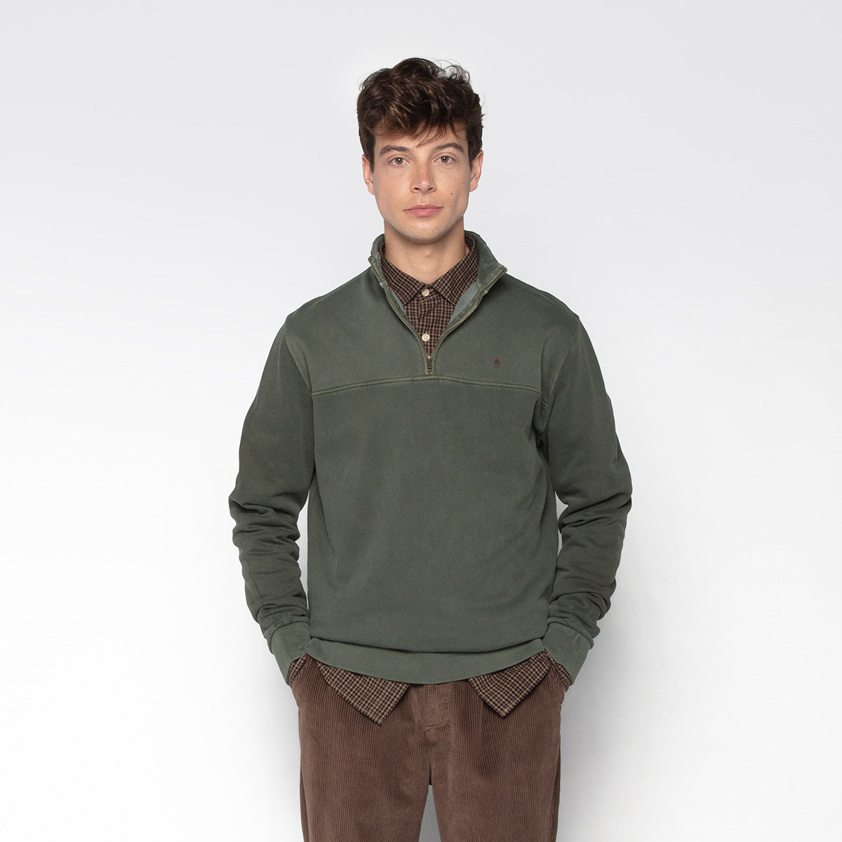 Men's green cotton zip-up hoodie SERGE BLANCO