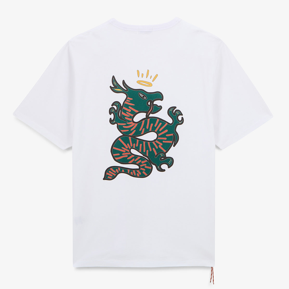 White cotton round neck T-shirt with dragon print on the back MEN SERGE BLANCO