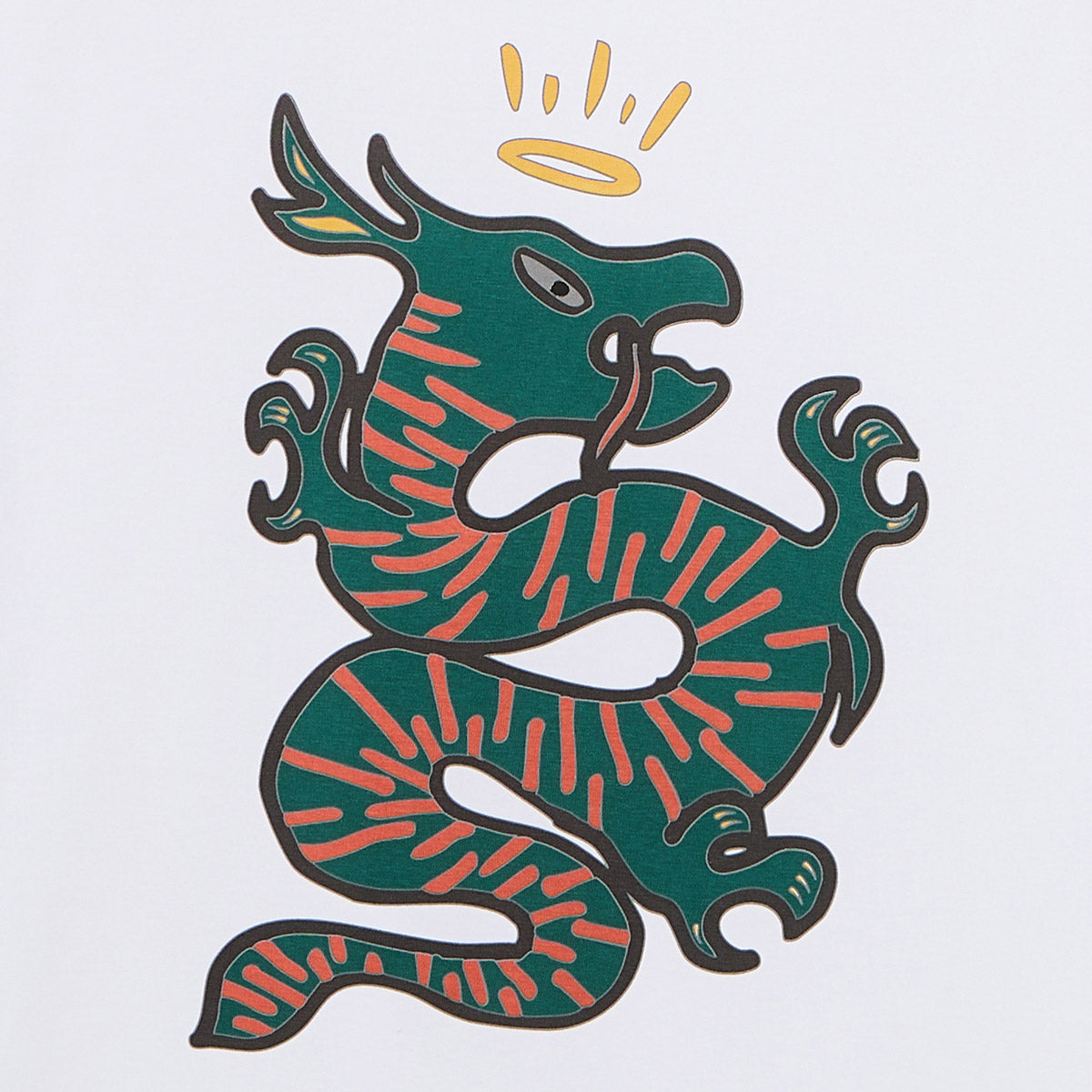 White cotton round neck T-shirt with dragon print on the back MEN SERGE BLANCO