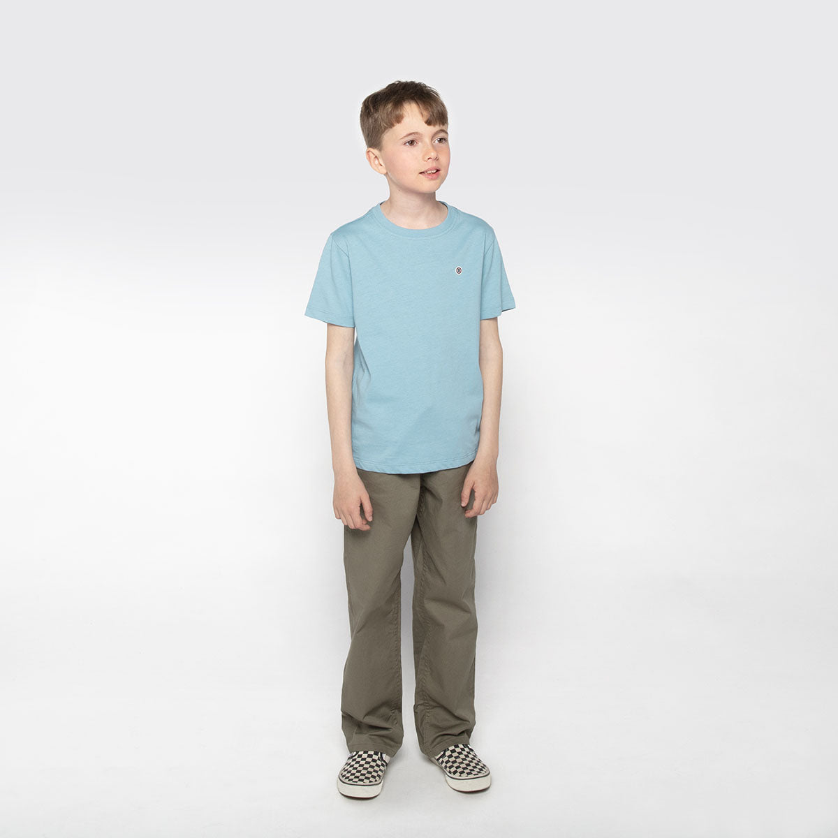 Men's Short Sleeve Round Neck Cotton T-Shirt in Glacier Blue Théo SERGE BLANCO