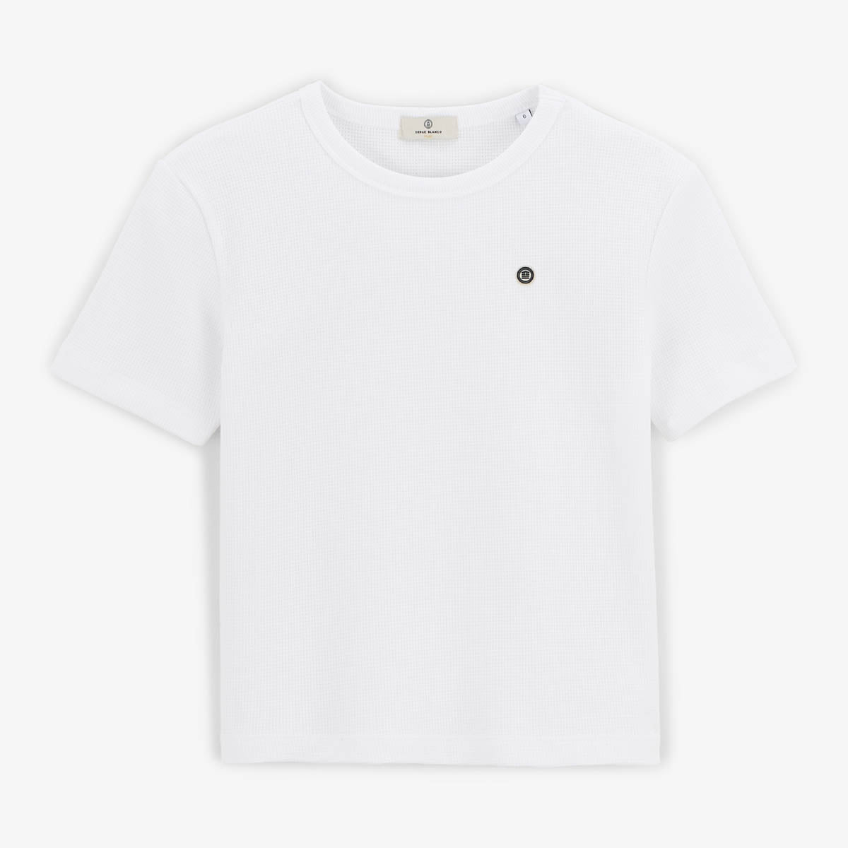 White boys' short-sleeved T-shirt in waffle cotton Toussaint