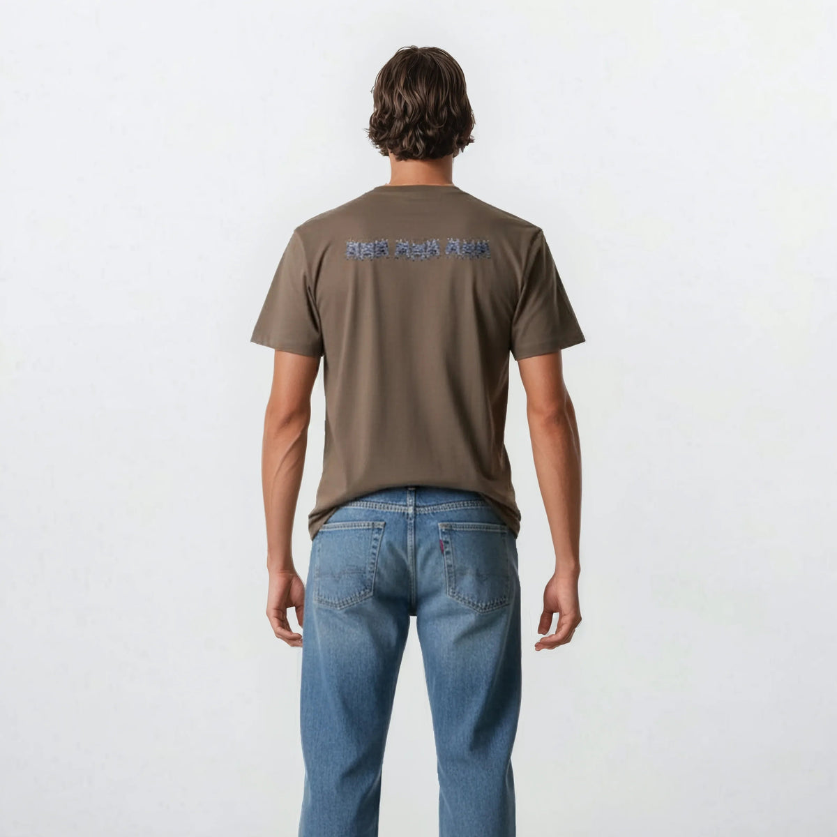 SERGE BLANCO men's nude pink short-sleeved cotton T-shirt with print on the back