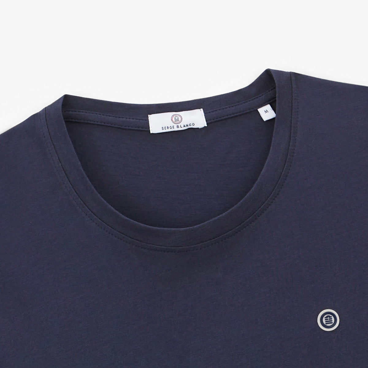 Theo round neck T-shirt in navy blue cotton MEN SERGE BLANCO