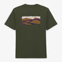 Olive green printed cotton short-sleeved T-shirt
