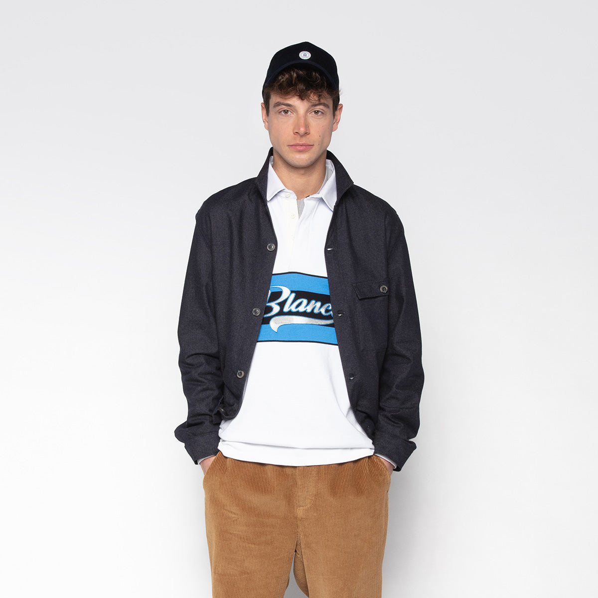 Waël Men's Dark Navy Blue Worker Jacket SERGE BLANCO