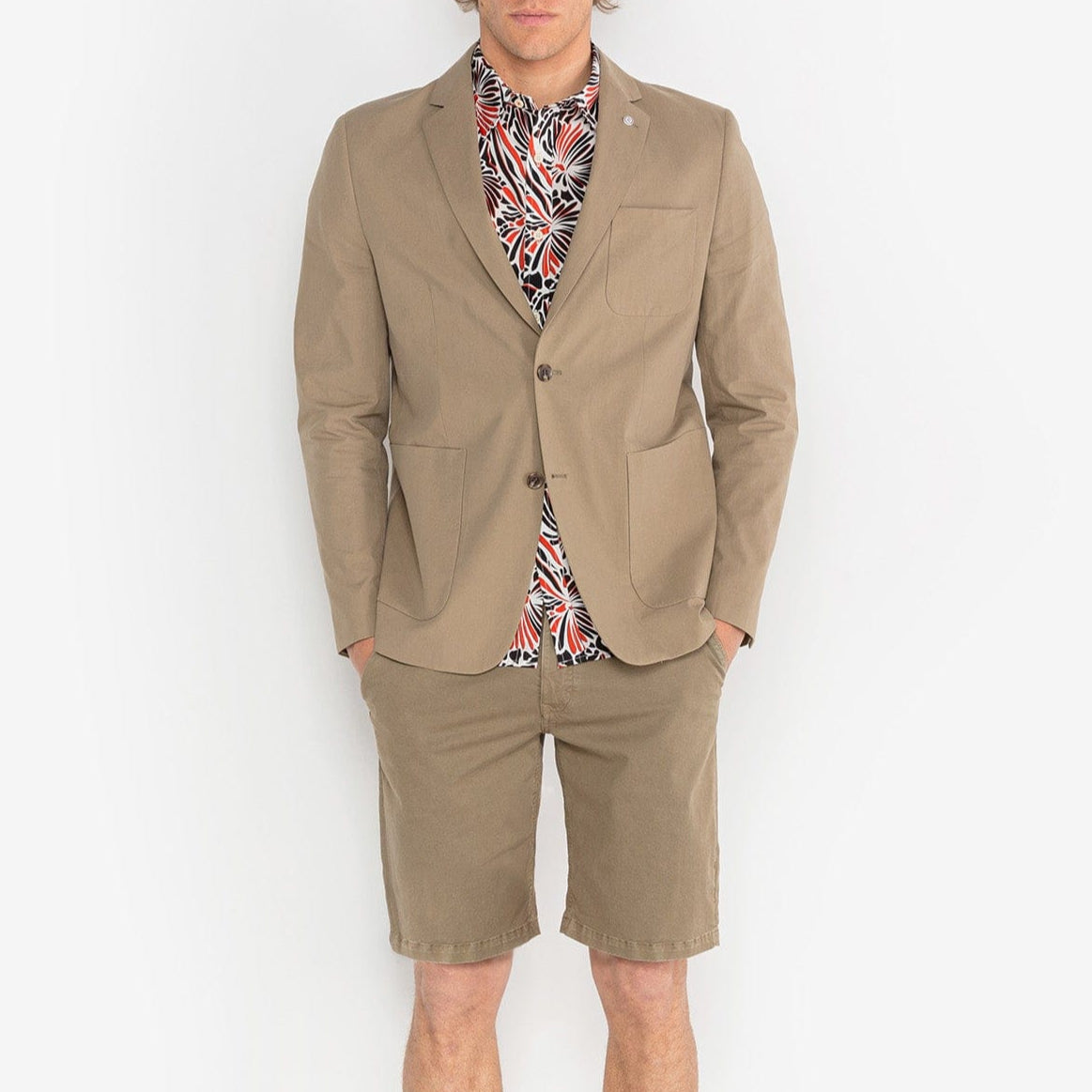 Men's Military Green Stretch Cotton Bermuda Shorts SERGE BLANCO