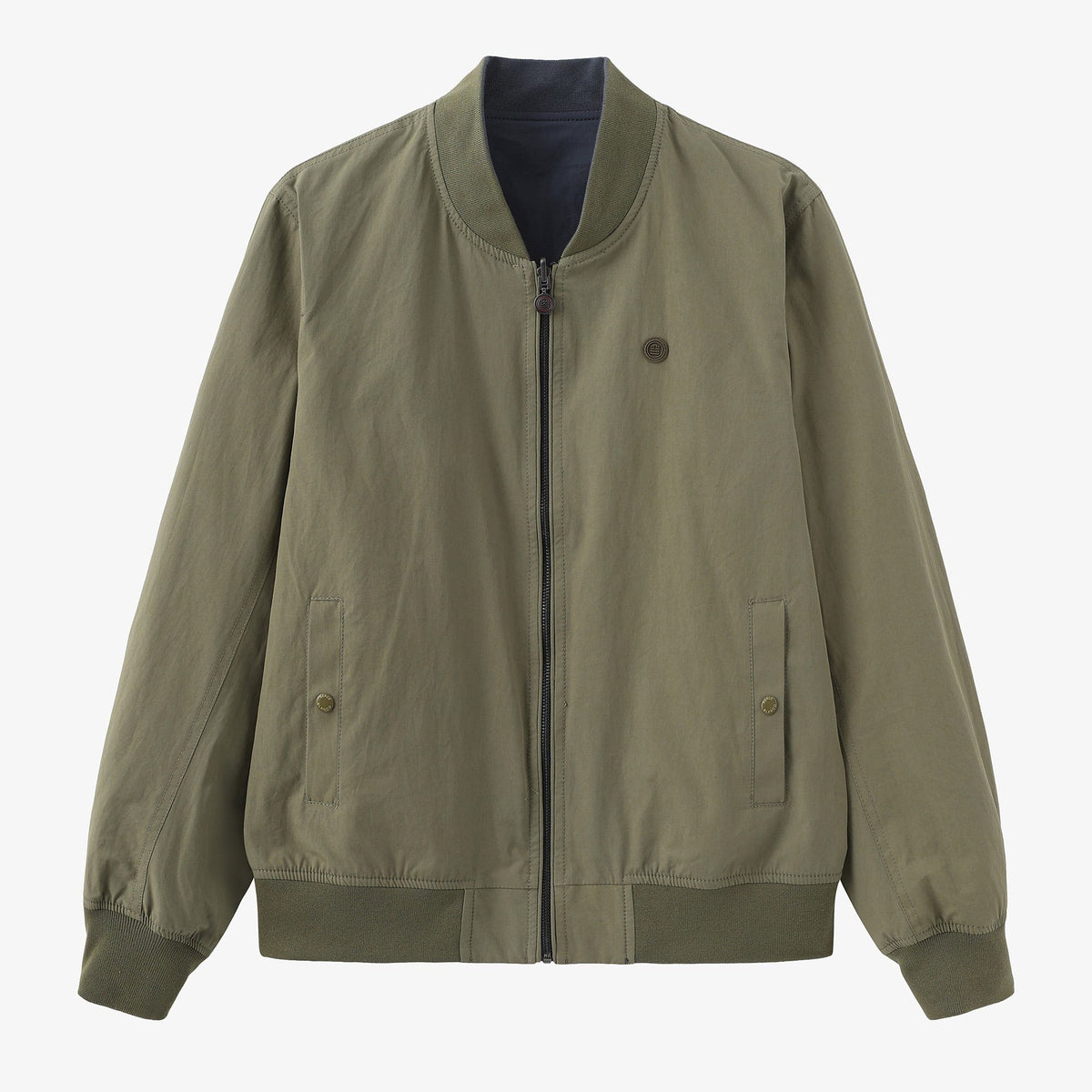 Men's Reversible Cotton Bomber Jacket in Blue and Khaki Green by SERGE BLANCO