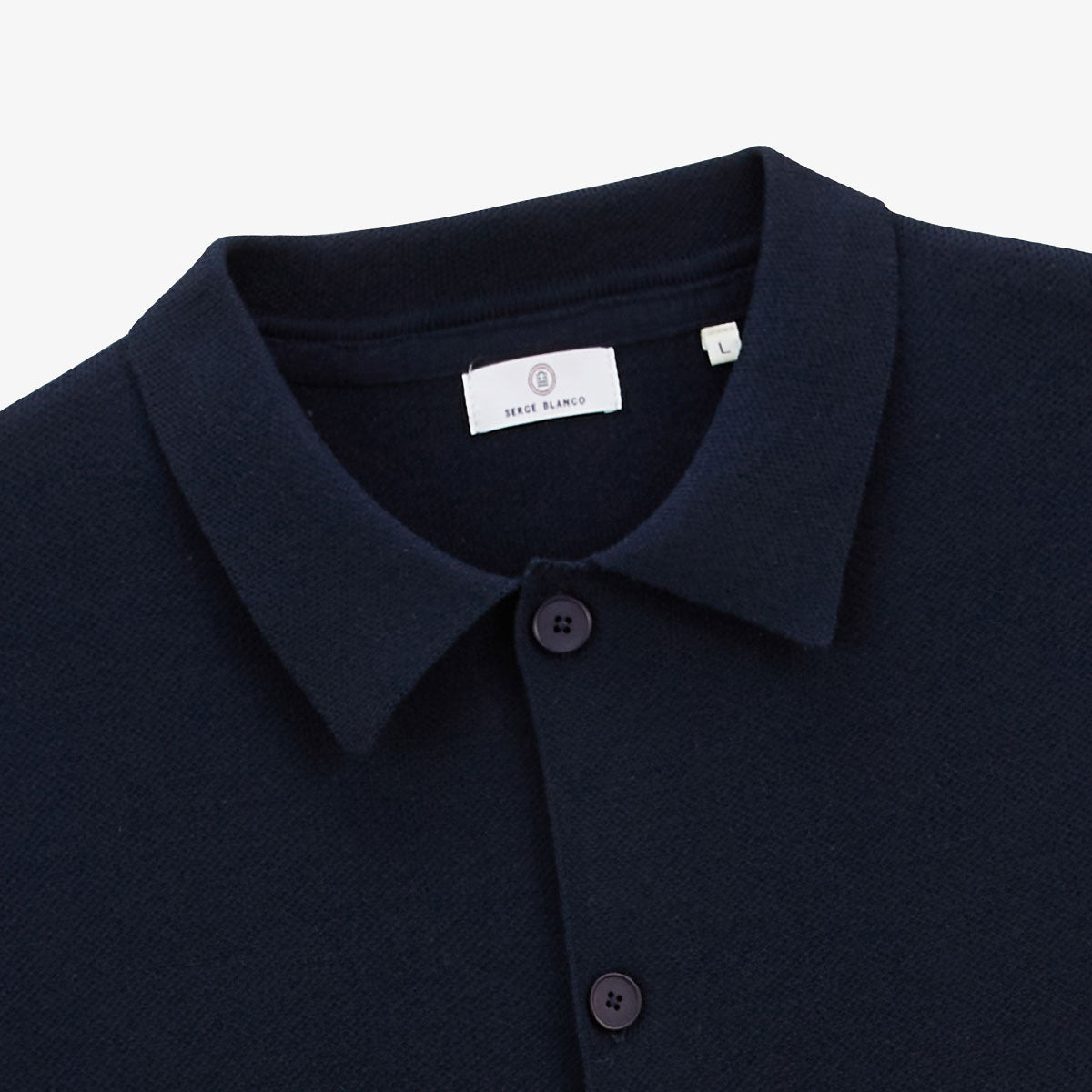 Dark Navy Blue Polo Neck Cardigan Messi Men SERGE BLANCO