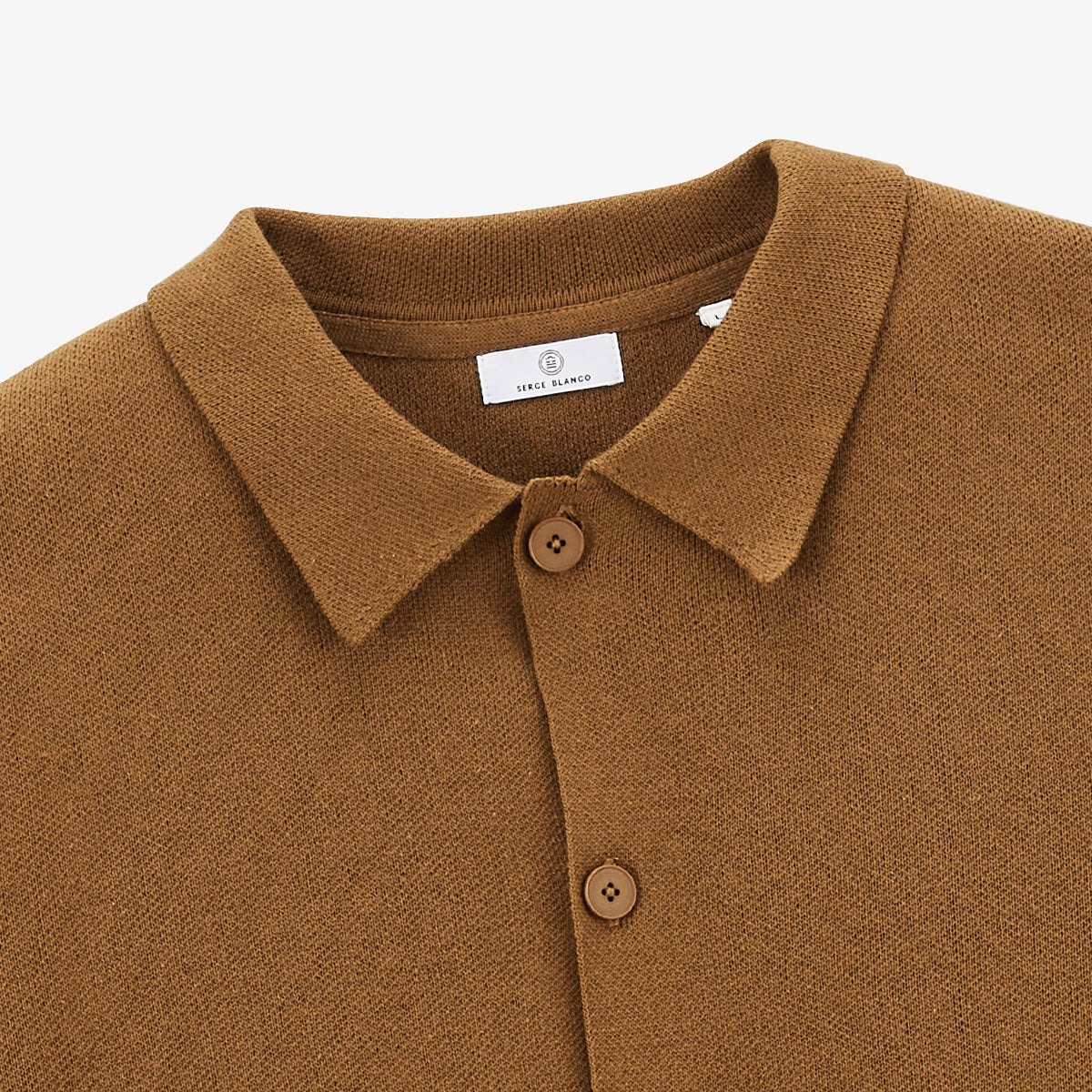 Men's Hazelnut Brown Polo Neck Cardigan Messi SERGE BLANCO
