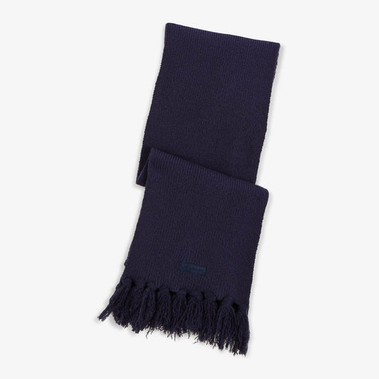 SERGE BLANCO men's dark blue plain fringed scarf