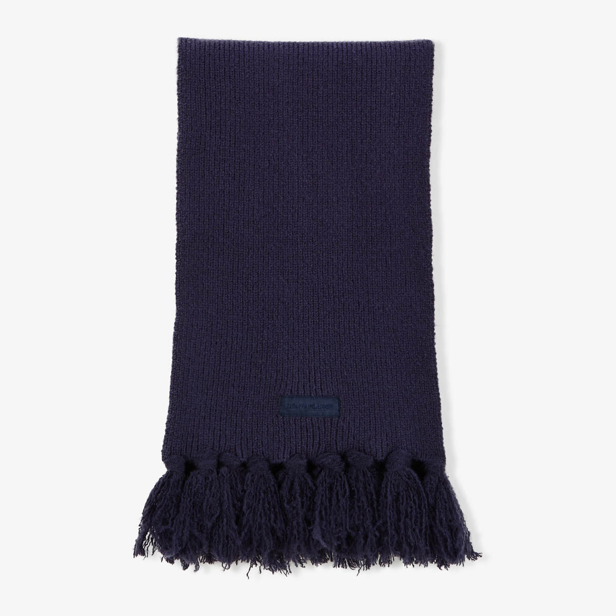 SERGE BLANCO men's dark blue plain fringed scarf