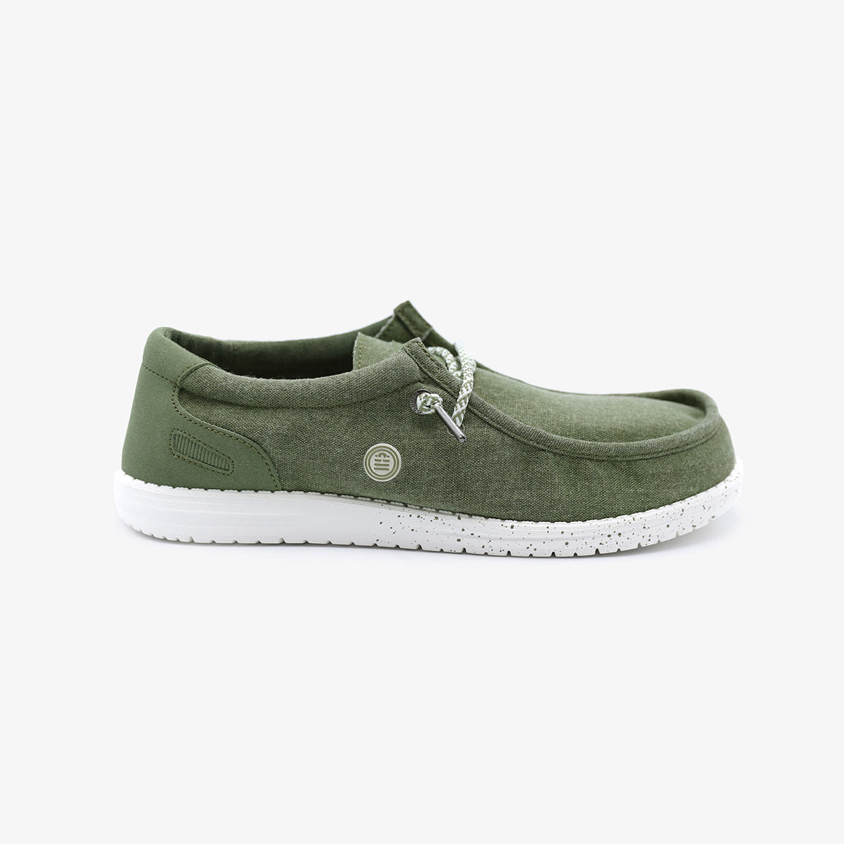 Saint Jean Olive Green Canvas Boat Shoes for Men by SERGE BLANCO