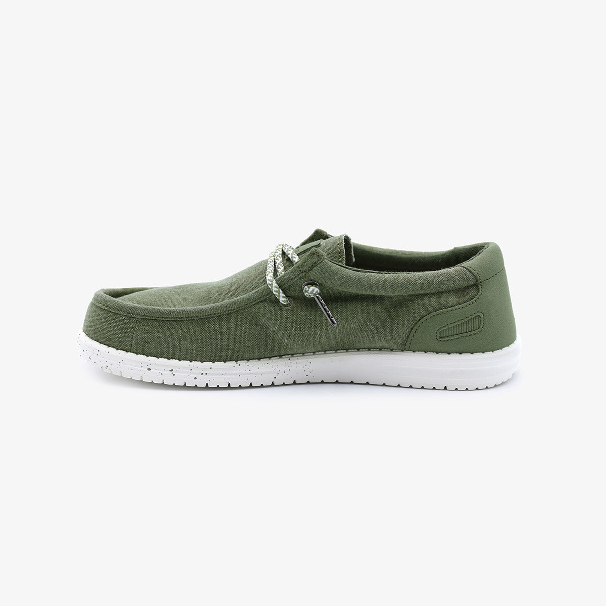 Saint Jean Olive Green Canvas Boat Shoes for Men by SERGE BLANCO