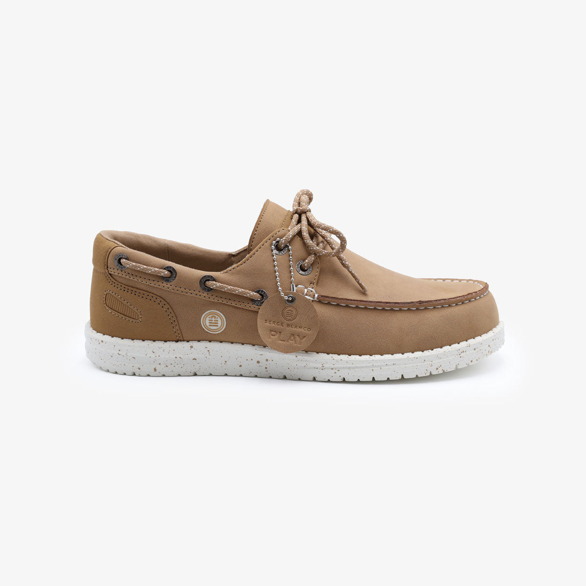 Socoa Beige Mastic Nubuck Boat Shoes for Men SERGE BLANCO