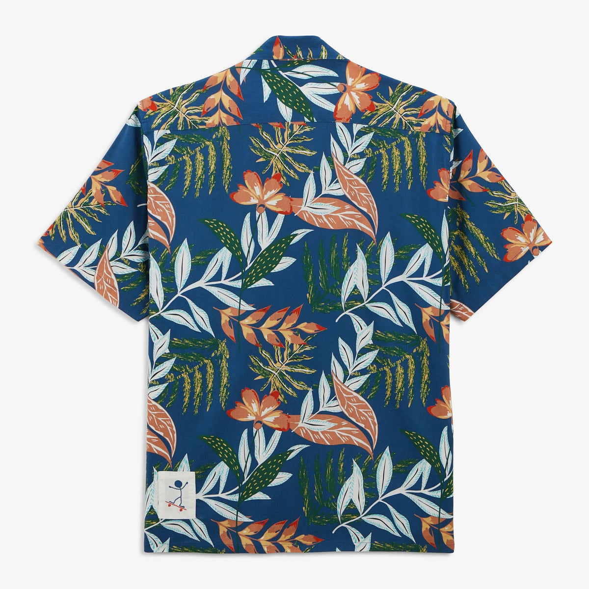 Caracas shirt with blue leaf print and chest pocket for men by Serge Blanco