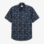 Caracas Short-Sleeved Cotton Shirt in Navy Blue Print for Men SERGE BLANCO
