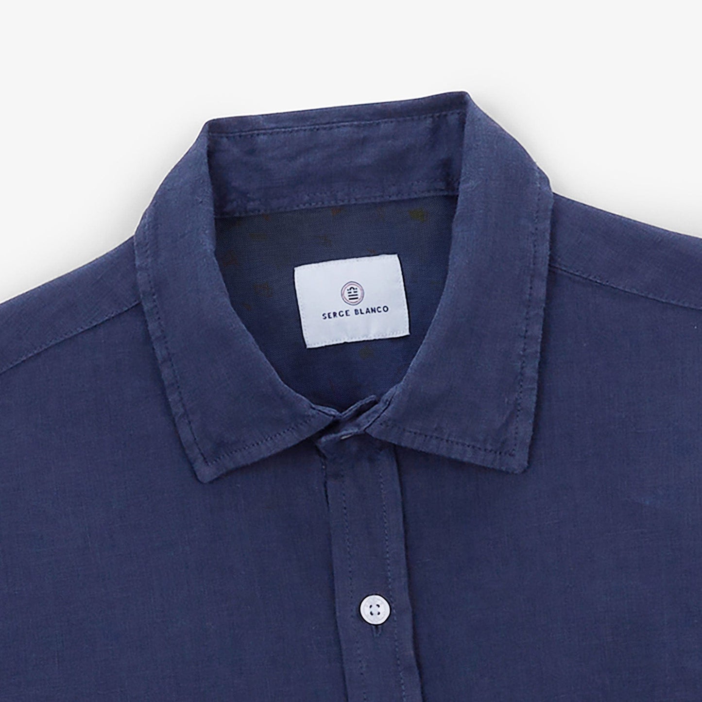 Charles Long-Sleeved Shirt in Midnight Blue Linen for Men SERGE BLANCO