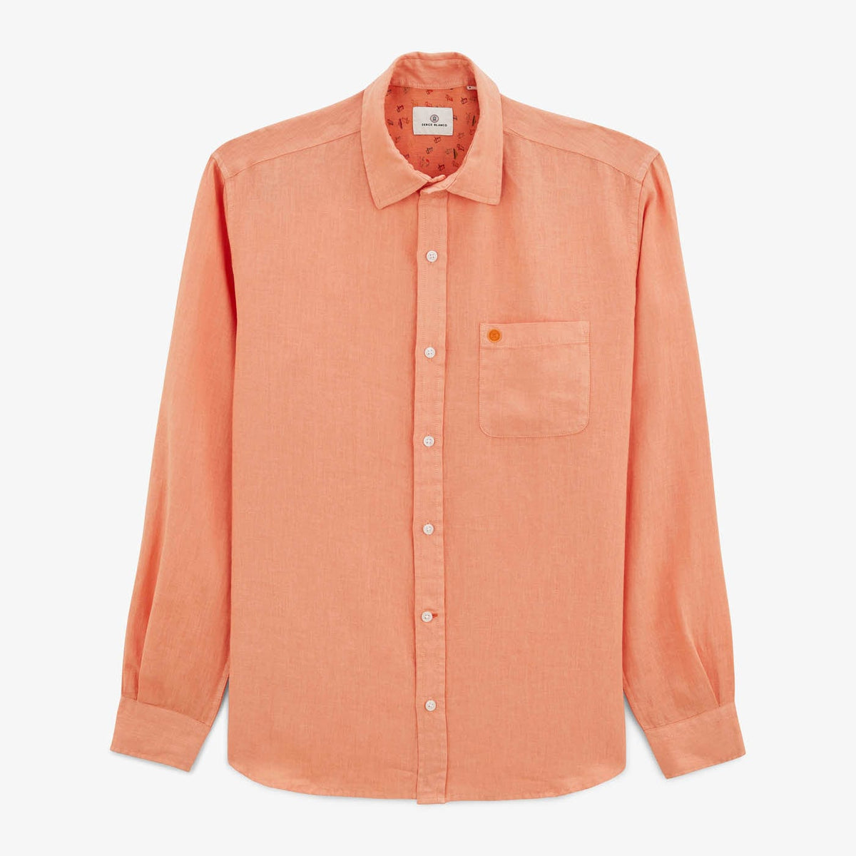 Charles Long-Sleeved Coral Linen Shirt for Men SERGE BLANCO