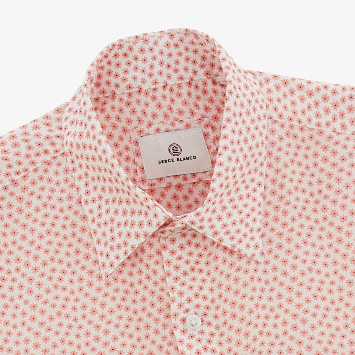 Charles Men's Long-Sleeved Cotton Shirt in Coral with Stars SERGE BLANCO