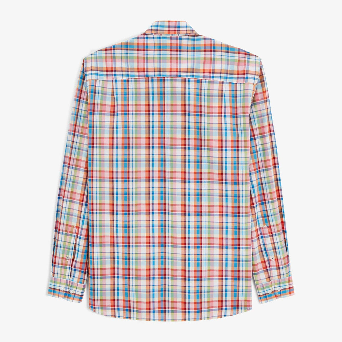 Clark Men's Long-Sleeved Cotton Shirt in Coral Check SERGE BLANCO