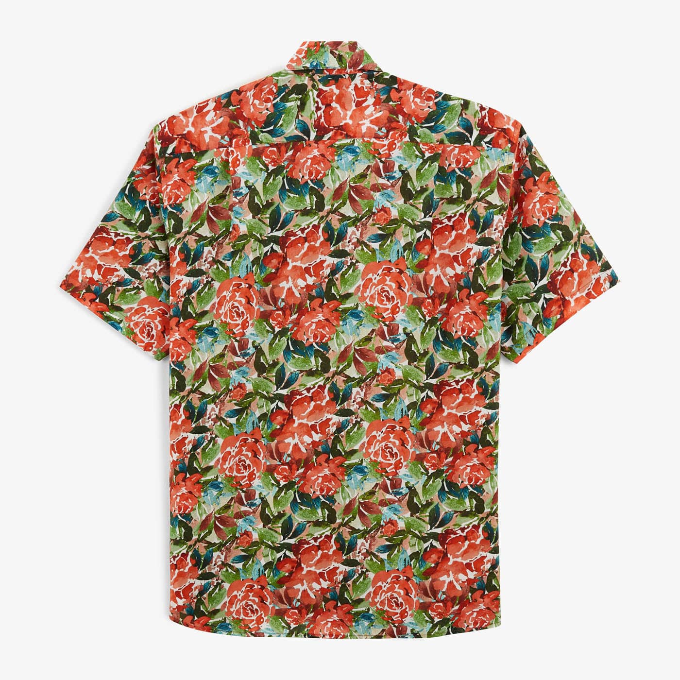 Men's Short-Sleeved Cotton Shirt with Floral Print in Mint Green by SERGE BLANCO
