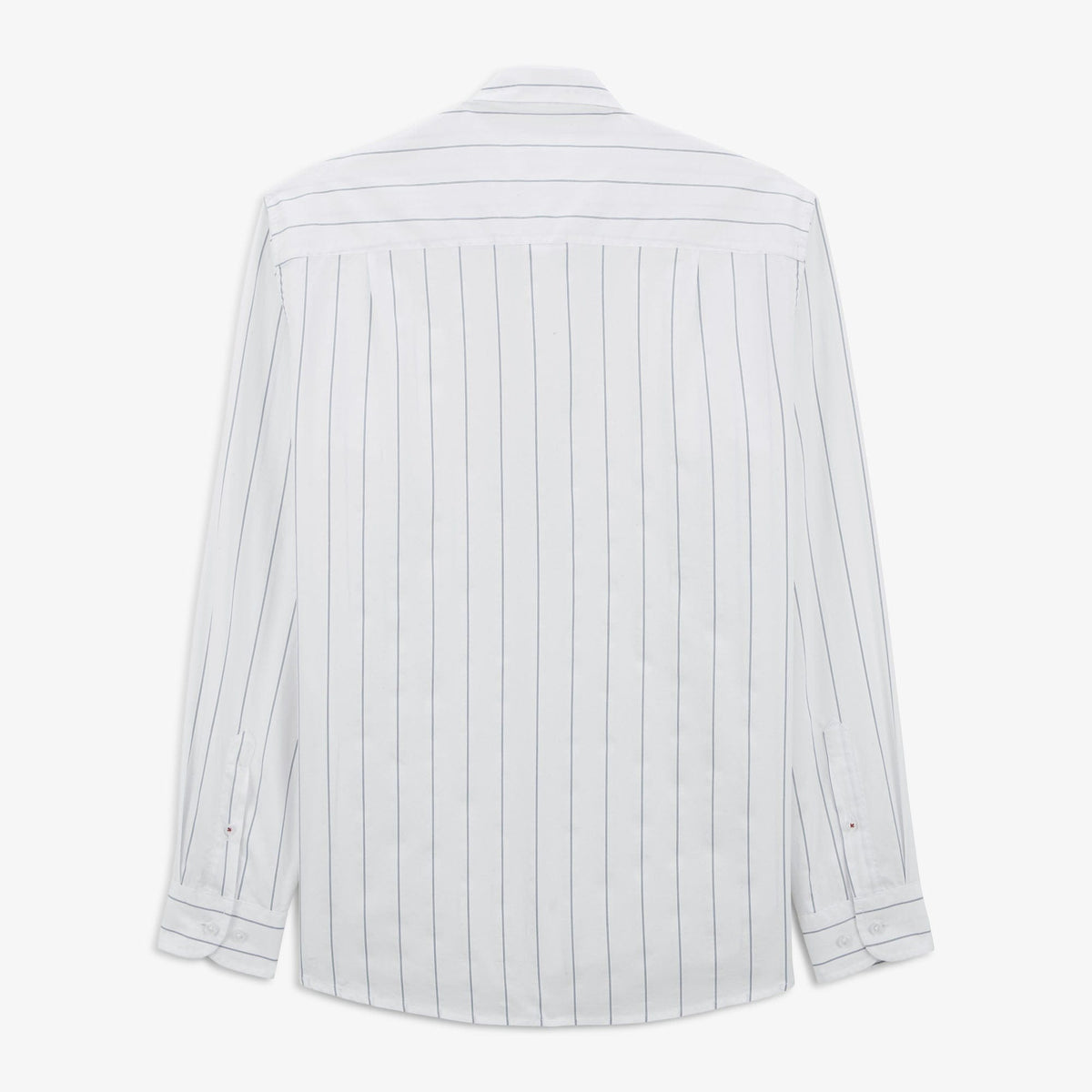Men's White Long-Sleeved Cotton Shirt with Stripes SERGE BLANCO