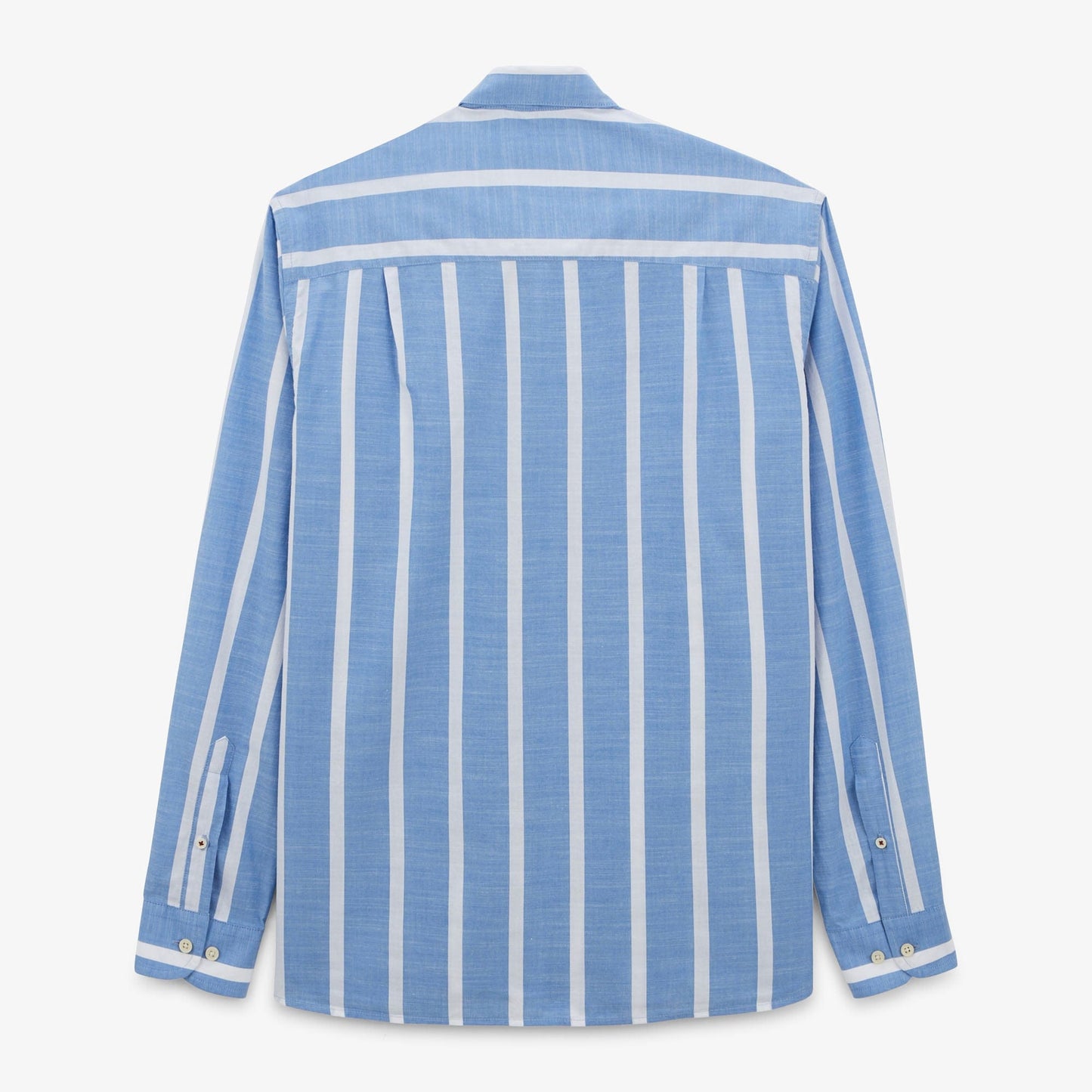 SERGE BLANCO Men's Blue Striped Long-Sleeved Cotton Shirt