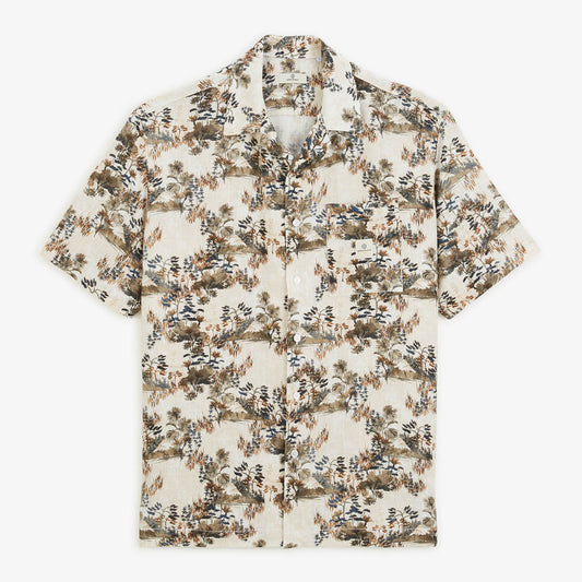 Men's Short-Sleeved Shirt With Leaf Print SERGE BLANCO