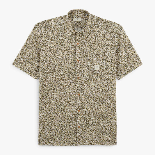 Men's Short Sleeve Shirt with Chest Pocket, Military Green Pattern SERGE BLANCO