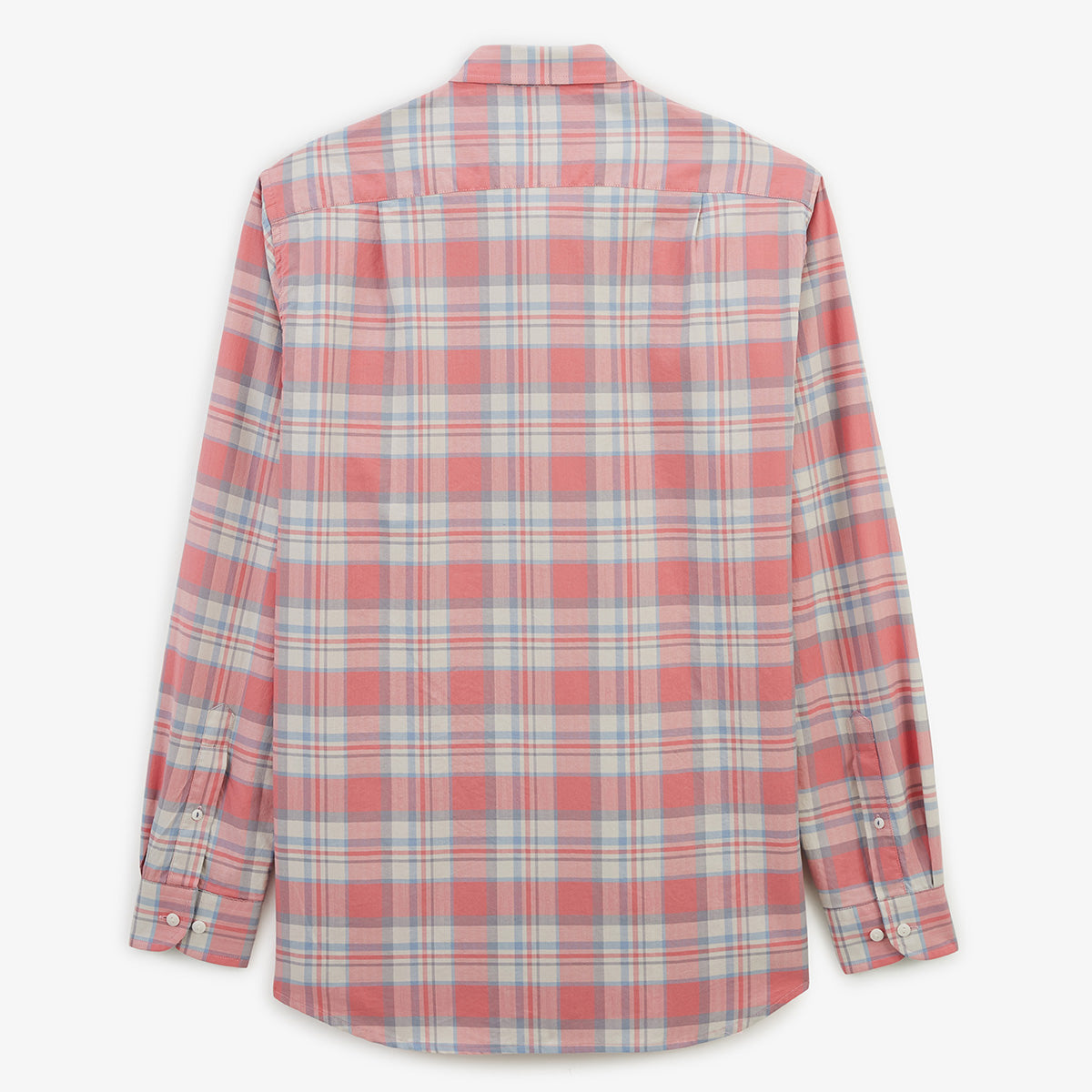 Men's pink cotton checked long-sleeved shirt by SERGE BLANCO