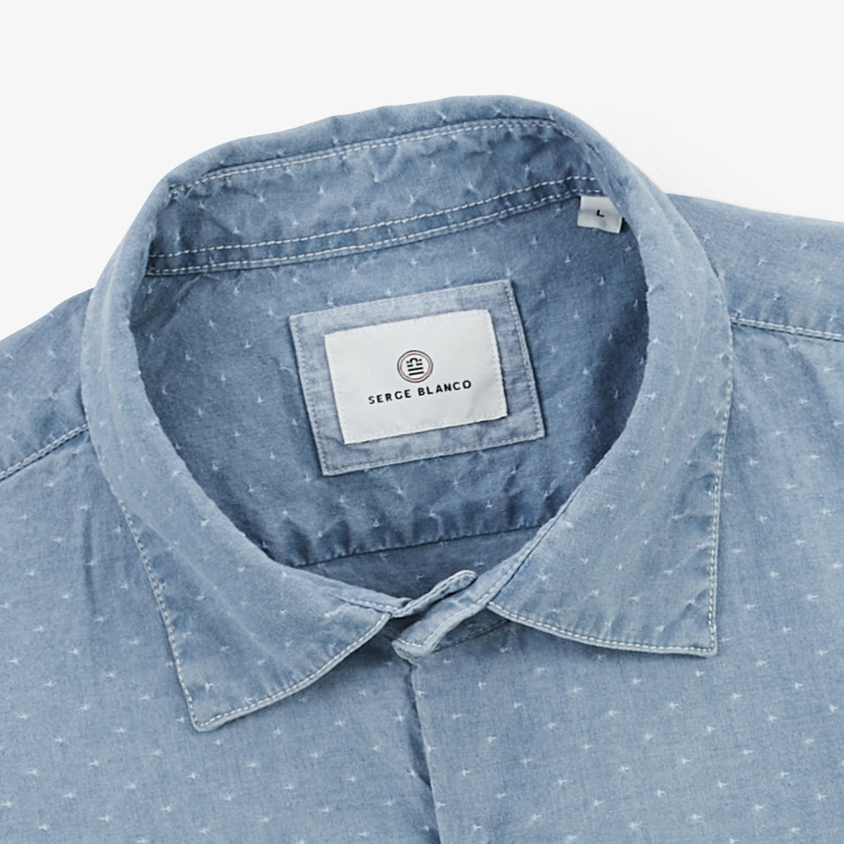 Men's long-sleeved denim cotton shirt SERGE BLANCO