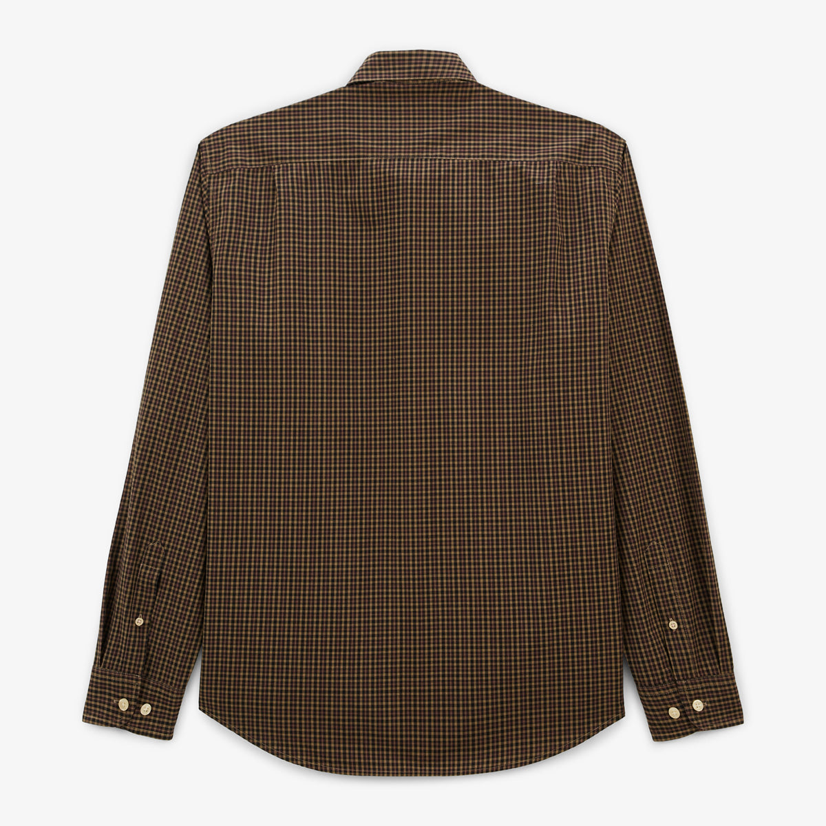 Charles Homme SERGE BLANCO navy blue small check cotton long-sleeved shirt