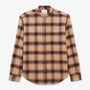 Charles Men's SERGE BLANCO long-sleeved cotton shirt with Mao collar and copper check pattern