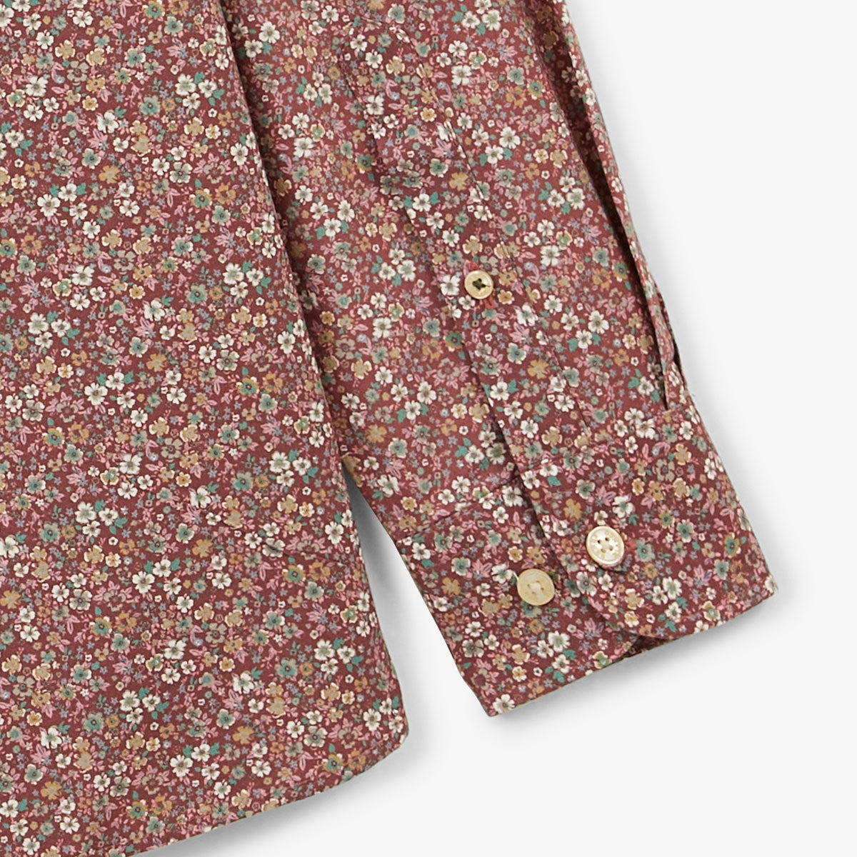 Charles Men's Merlot Red Floral Print Cotton Long Sleeve Shirt with Chest Pocket by SERGE BLANCO