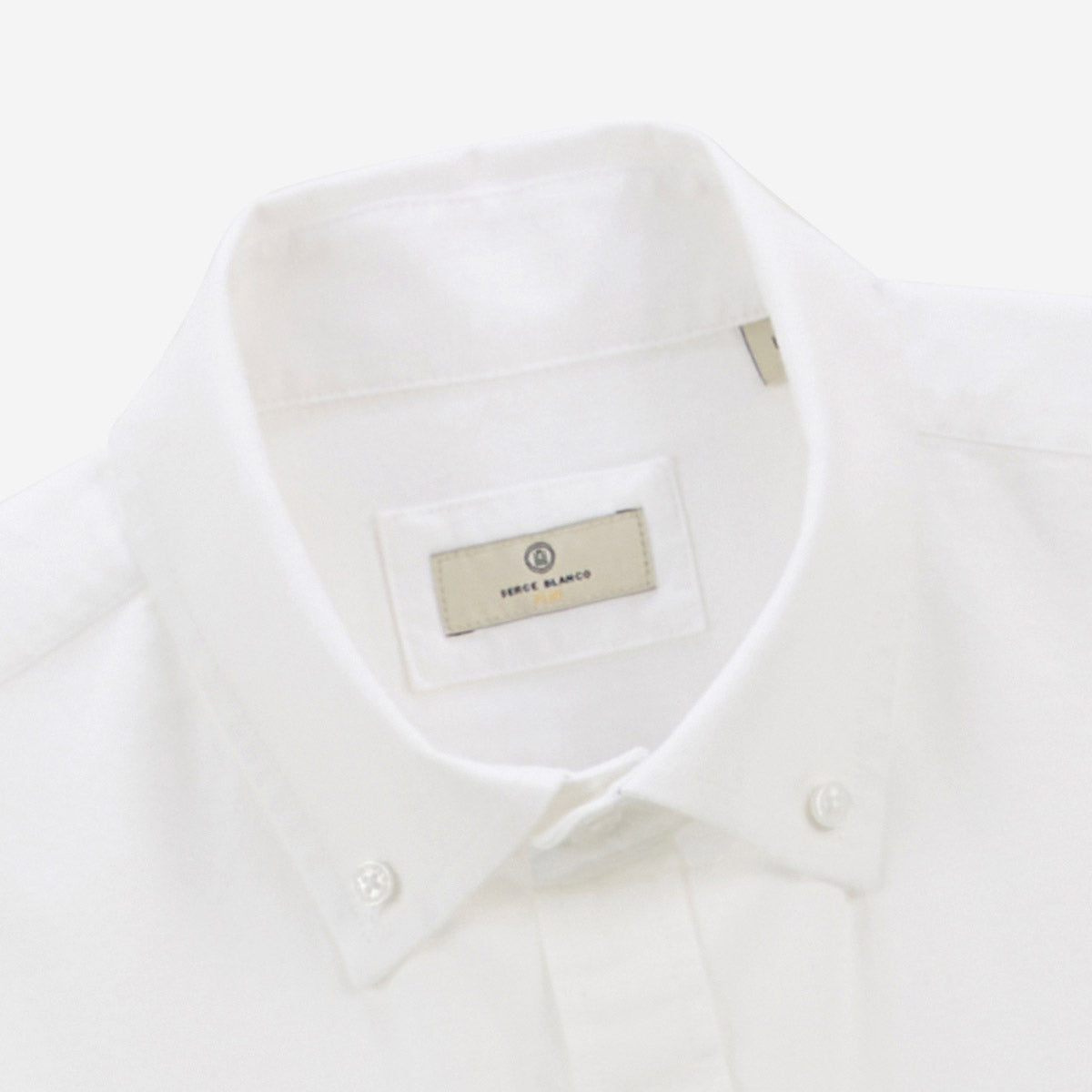Charles Play Men's Plain White Oxford Cotton Long-Sleeved Shirt SERGE BLANCO