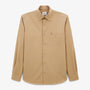 Charles Men's Plain Beige Long-Sleeved Cotton Shirt SERGE BLANCO