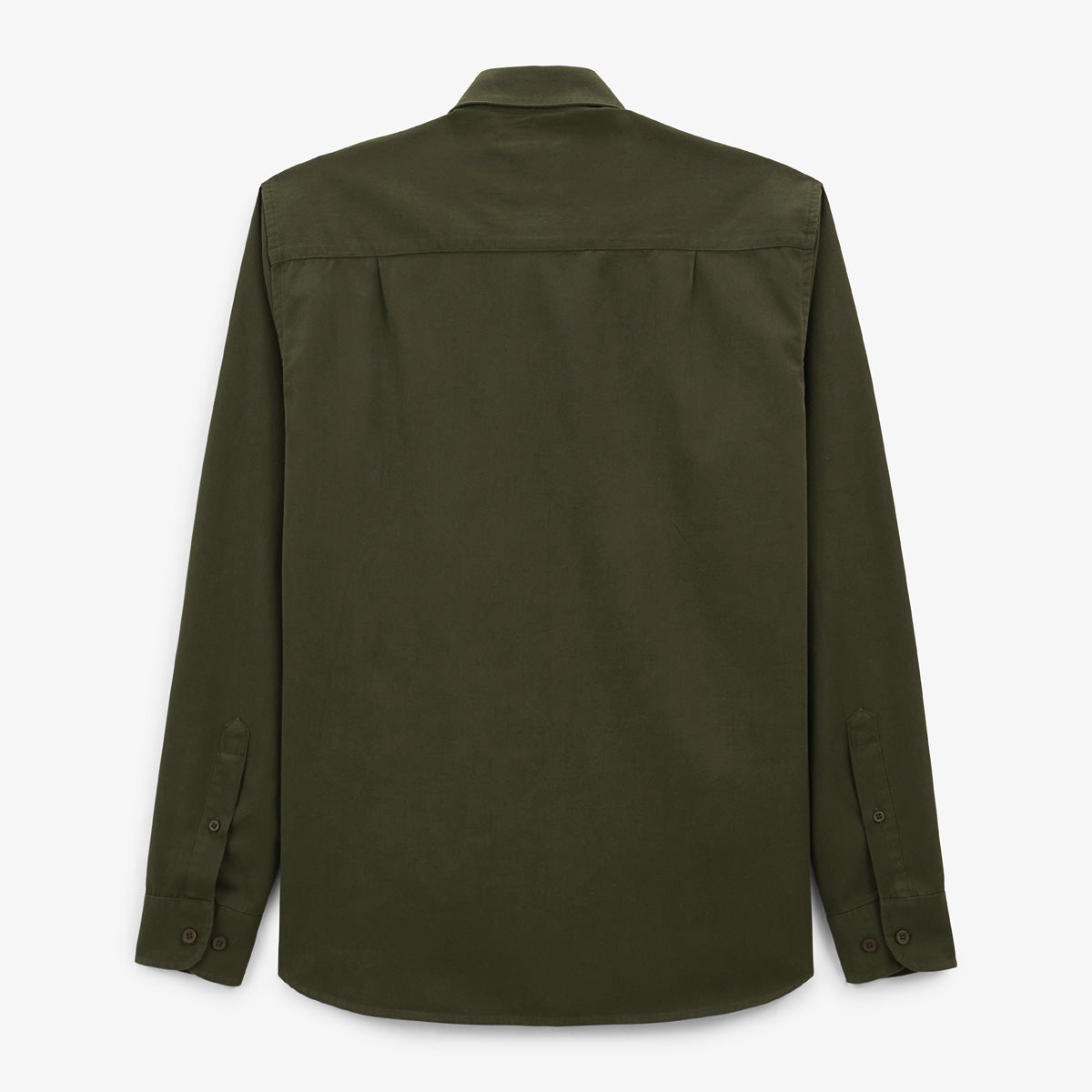 Charles Men's Plain Cotton Long-Sleeved Shirt in Military Green SERGE BLANCO