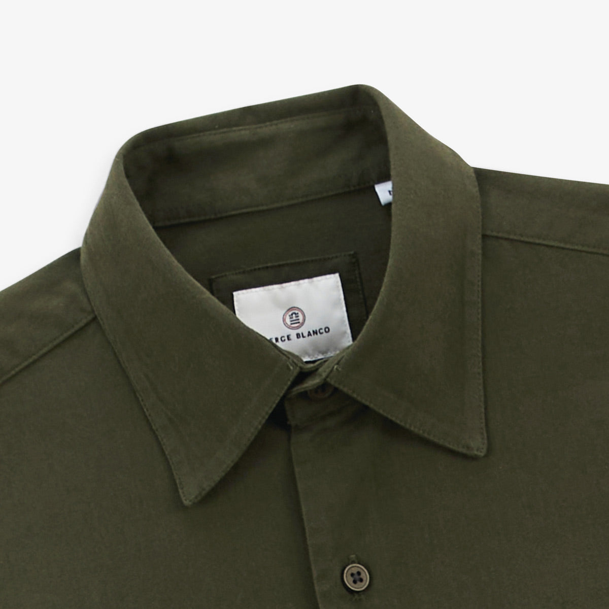 Charles Men's Plain Cotton Long-Sleeved Shirt in Military Green SERGE BLANCO