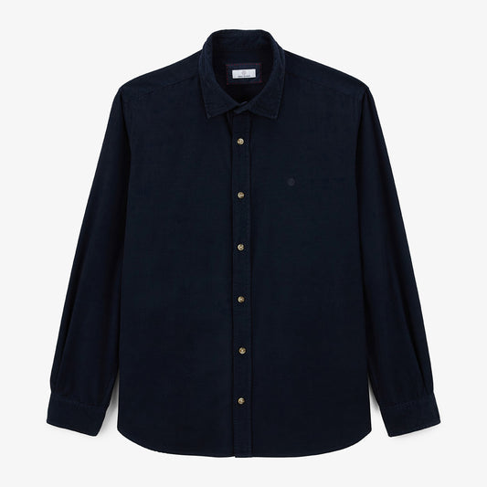Charles Homme SERGE BLANCO dark navy blue velvet cotton long-sleeved shirt